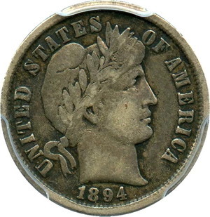 image for: 1894 10c PCGS F15 - No Reserve!