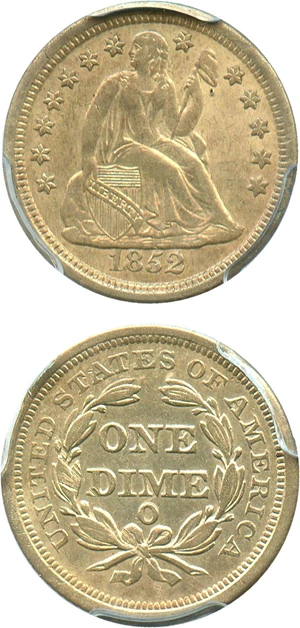 image for: 1852-O 10c PCGS Genuine XF Details, Damage - No Reserve!
