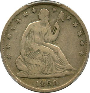 image for: 1860-S 50c PCGS Genuine VG Details, Cleaning