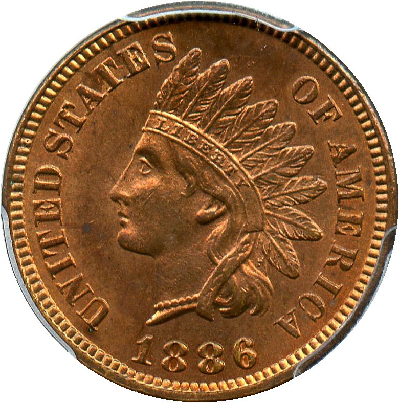 image for: 1886 1c PCGS MS63 RB (Type 1) Mostly Red