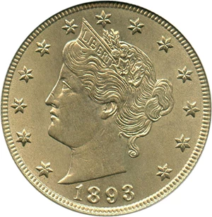 image for: 1893 5c PCGS MS63