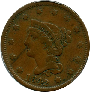 image for: 1842 1c PCGS VF30 (Large Date) - No Reserve!