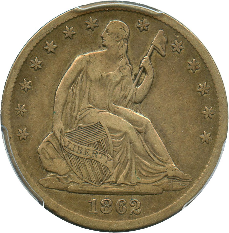 image for: 1862-S 50c PCGS/CAC VF35