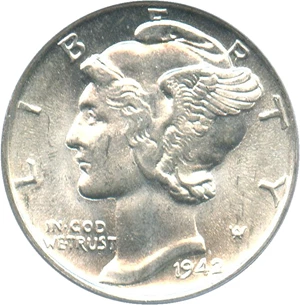 image for: 1942 10c PCGS MS65