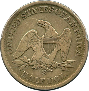 image for: 1860-S 50c PCGS Genuine VG Details, Cleaning