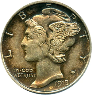 image for: 1918-S 10c PCGS AU58