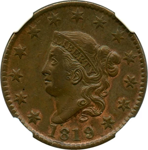 image for: 1819 1c NGC AU55 (Large Date)