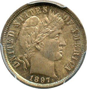 image for: 1897 10c PCGS/CAC MS64 - No Reserve!