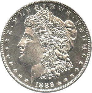 image for: 1886 $1 PCGS MS61 DMPL OGH