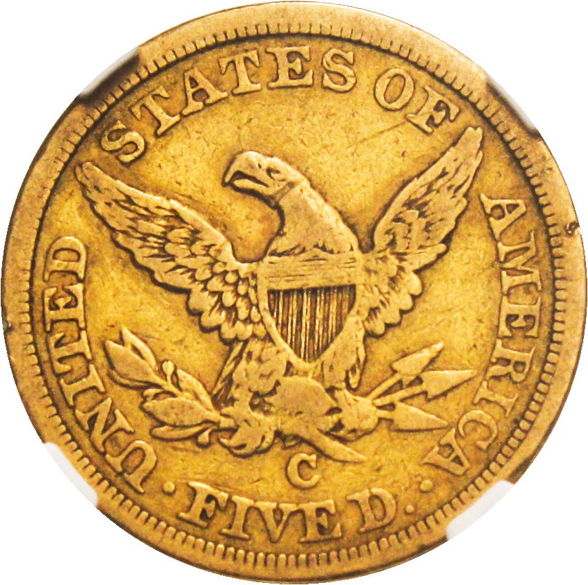image for: 1855-C $5 NGC VF30 - Affordable Charlotte Gold Half Eagle