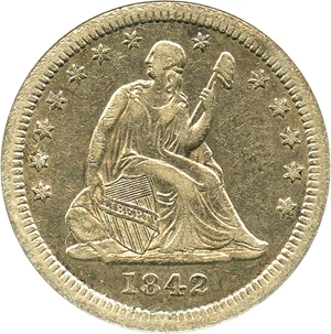 image for: 1842-O 25c ANACS XF45 (Large Date)
