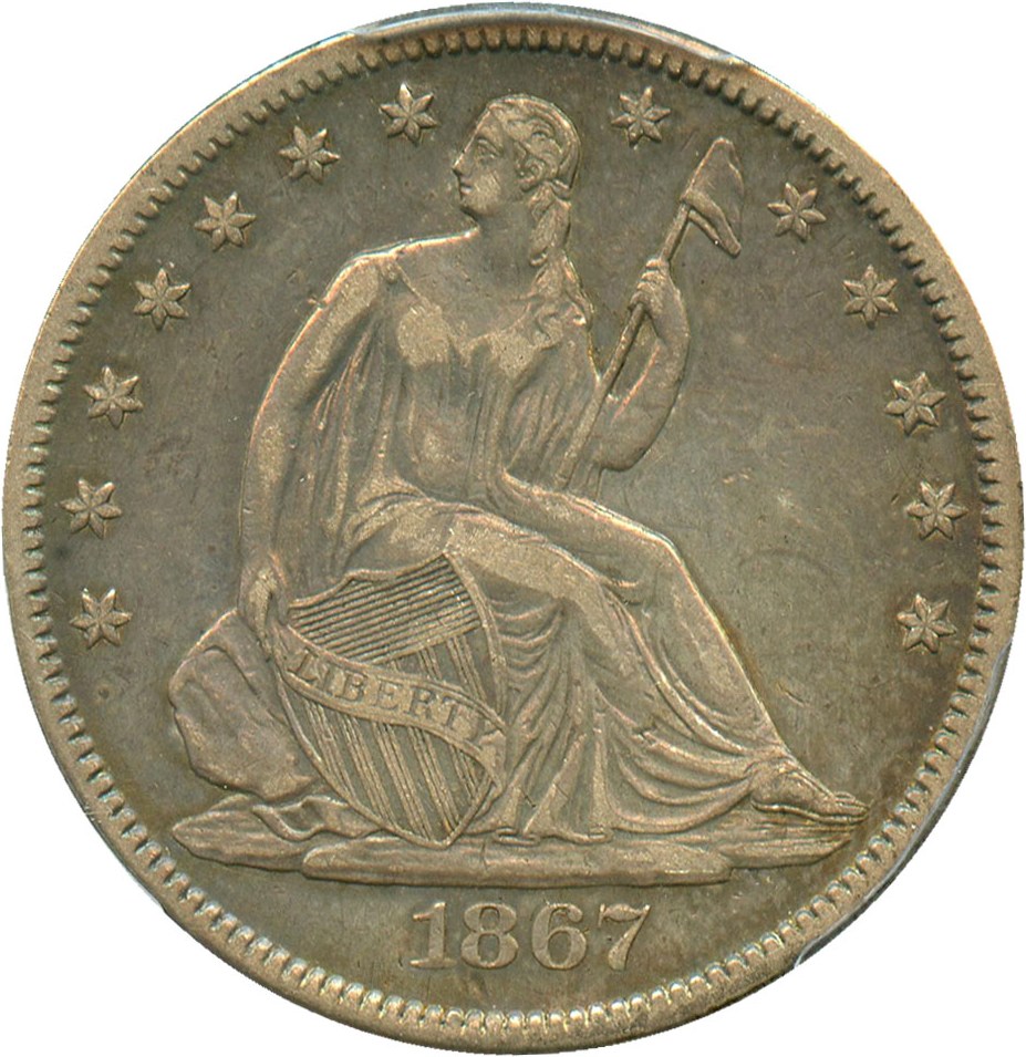 image for: 1867 50c PCGS VF35