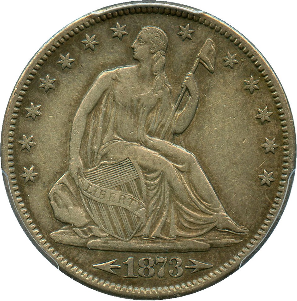 image for: 1873-S 50c PCGS/CAC VF35 (Arrows) Scarce Date