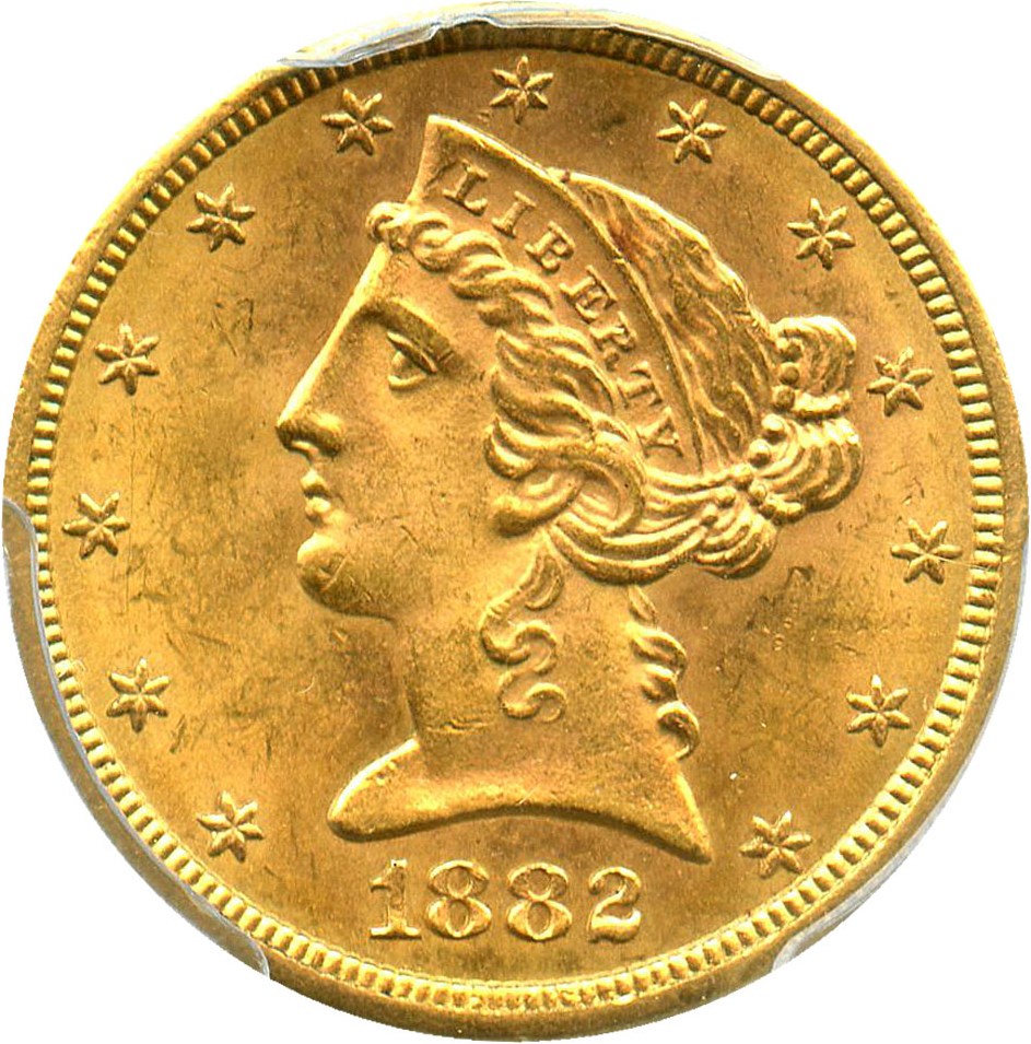 image for: 1882-S $5 PCGS MS64