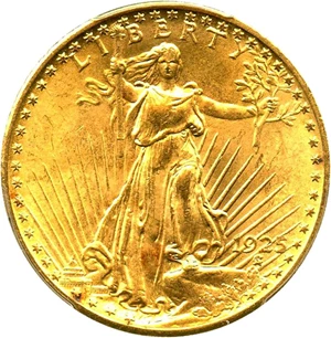 image for: 1925 $20 PCGS Genuine (Cleaning - UNC Details) - No Reserve!