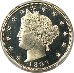image for: 1883 5c PCGS Proof 67 CAM (No Cents) Superb Gem Proof, Tied for Finest