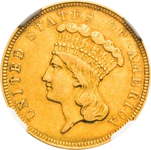 image for: 1854-O $3 NGC/CAC XF45 - Low Mintage New Orleans Princess Gold