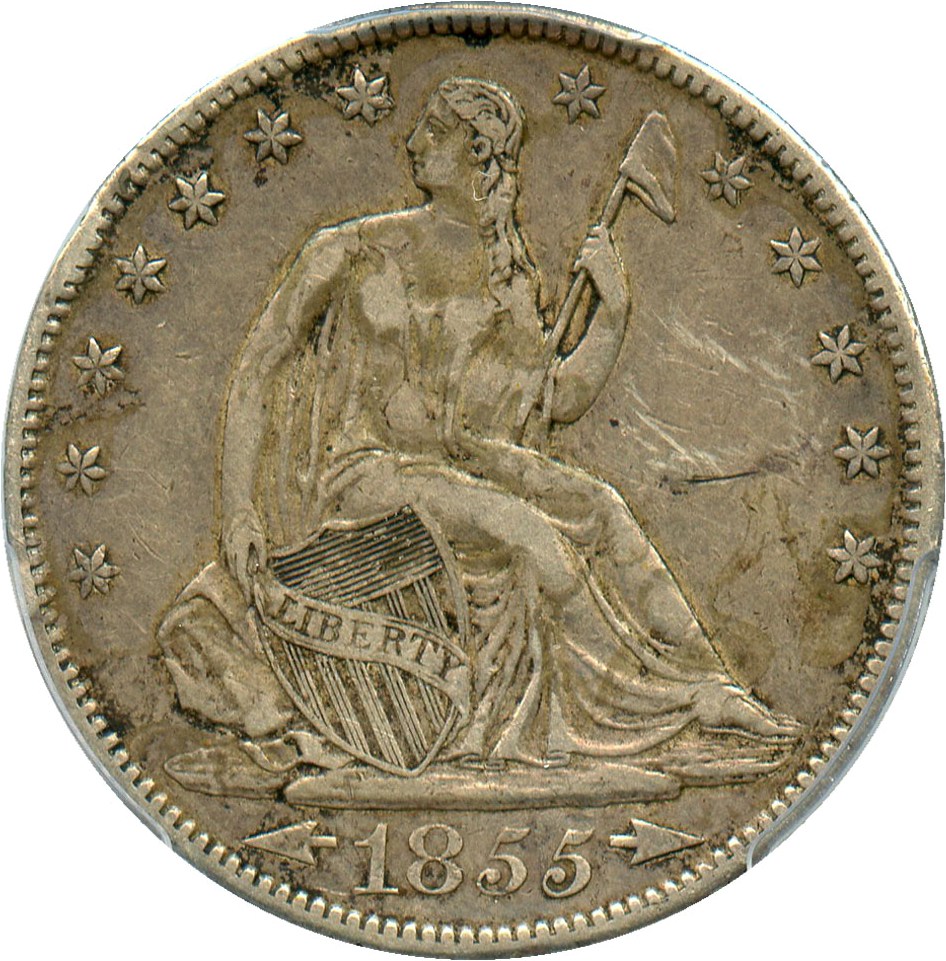 image for: 1855-S 50c PCGS XF40 (Arrows) Scarce San Francisco Mint Half