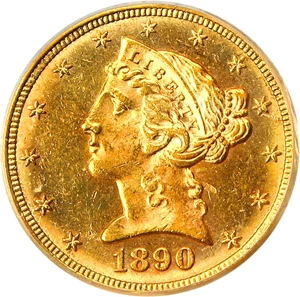 image for: 1890-CC $5 PCGS/CAC MS62 - Popular Carson City Gold