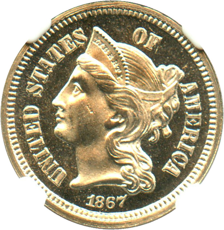 image for: 1867 3cN NGC Proof 65 CAM - No Reserve!