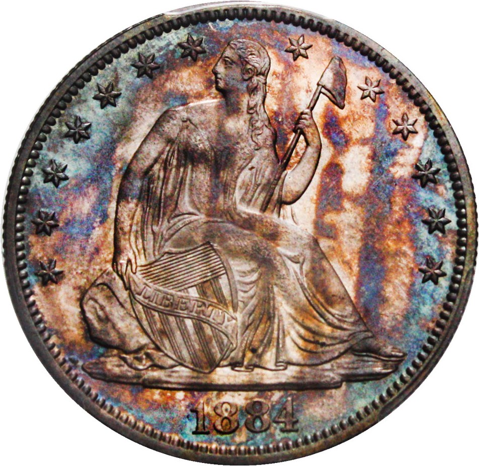 image for: 1884 50c PCGS/CAC Proof 64 - Colorful Toning