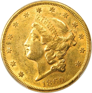 image for: 1860 $20 PCGS/CAC AU55