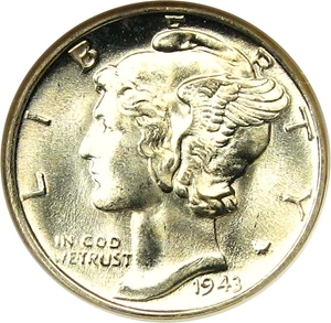 image for: 1943 10c NGC MS67 FB