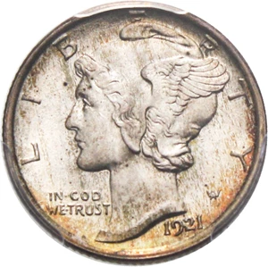image for: 1921-D 10c PCGS/CAC MS65 FB - Superb Gem Key Date