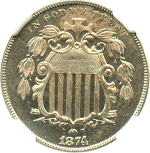 image for: 1874 5c NGC Proof 65
