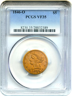 image for: 1846-O $5 PCGS VF35