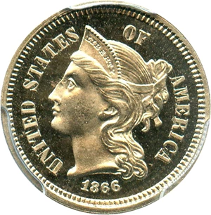 image for: 1866 3cN PCGS Proof 65 DCAM