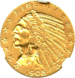 image for: 1908-S $5 NGC AU55