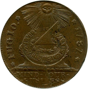 image for: 1787 Fugio PCGS MS64 BN (Cinquefoils, STATES UNITED) Grade Rarity Colonial Issue