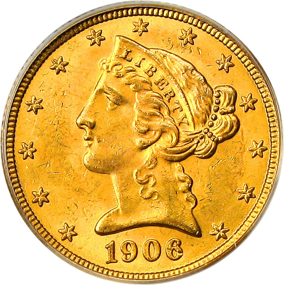 image for: 1906-D $5 PCGS/CAC MS63 OGH