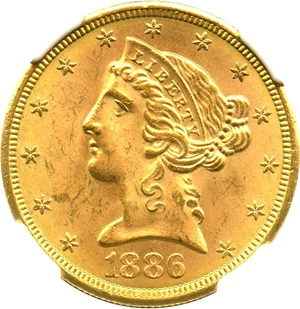 image for: 1886-S $5 NGC/CAC MS64