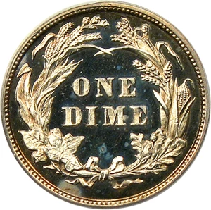 image for: 1899 10c PCGS Secure/CAC Proof 65 DCAM - Desirable Deep Cameo Proof