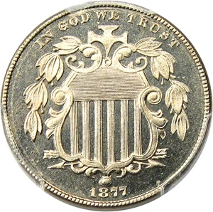 image for: 1877 5c PCGS/CAC Proof 66 CAM - Rare Proof-Only Issue