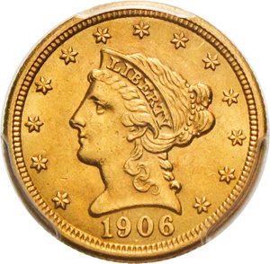 image for: 1906 $2 1/2 PCGS MS61