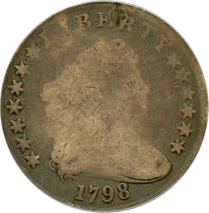 image for: 1798 Large Eagle $1 PCGS Genuine Poor/Fair Details (Holed and plugged) Affordable Bust Dollars - No Reserve!