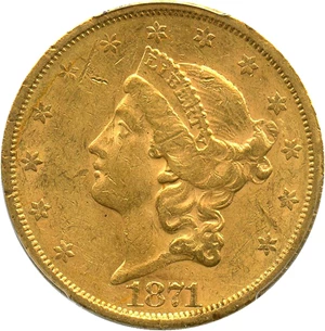 image for: 1871-S $20 PCGS AU53 - No Reserve!