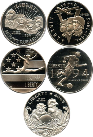 image for: Collector Lot: Assorted Modern Commem. 50c PCGS PR69 DCAM (5 Coins) - No Reserve!