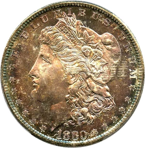 image for: 1880/79-S $1 PCGS MS67 - Gorgeous Gem with Pretty 2-Sided Toning