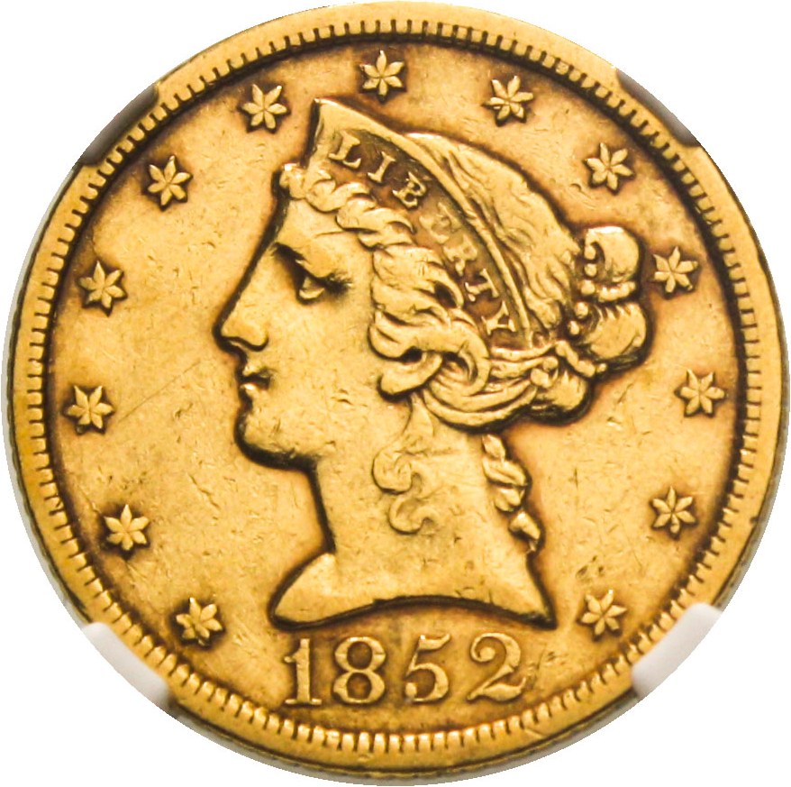 image for: 1852 $5 NGC XF45