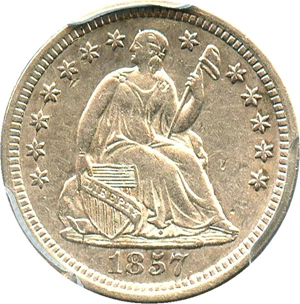 image for: 1857-O H10c PCGS/CAC AU50