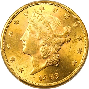 image for: 1893-S $20 PCGS MS62
