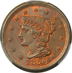 image for: 1850 1c PCGS/CAC MS66 BN