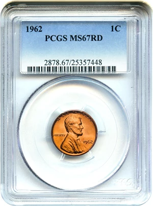 image for: 1962 1c PCGS MS67 RD - Awesome Registry Quality Gem - Only 1 Finer