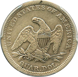 image for: 1852 25c PCGS Genuine VF Details, Cleaning - Scarce Date