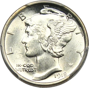 image for: 1918-S 10c PCGS MS64 FB - Scarce Date