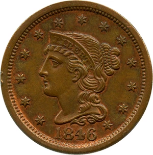 image for: 1846 1c NGC MS62 BN (Medium Date, N-11)